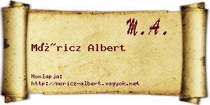 Móricz Albert névjegykártya